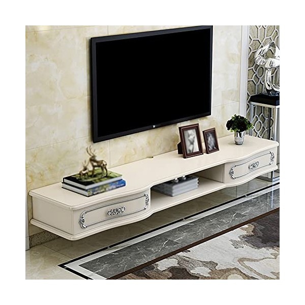 Banc TV Flottant, Meuble De Support De TéLéVision De Type Tiroir Multifonction Pour Routeur De DéCodeur Avec Trou Pour Fil, A