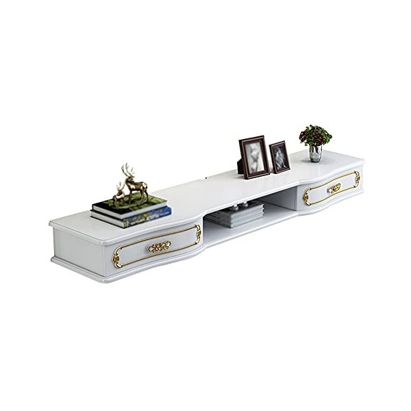 Banc TV Flottant, Meuble De Support De TéLéVision De Type Tiroir Multifonction Pour Routeur De DéCodeur Avec Trou Pour Fil, A