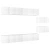 Camerina Meubles TV 8 pcs Blanc Brillant Aggloméré,Table TV,Ensemble Meuble TV,Meuble TV