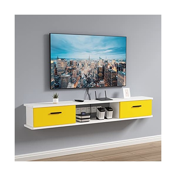 Console multimédia Murale, Armoire surélevée, étagère Flottante pour Meuble TV, Trous de câble cachés, Espace Libre, 100/120/