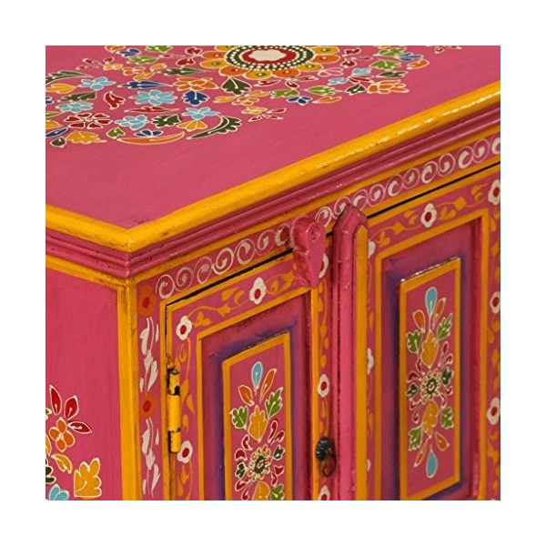 CIADAZ Meuble TV Bois de manguier Massif Rose Peint à la Main,Meuble TV,Table Basse Salon Meuble TV,Table Basse LED Couleurs