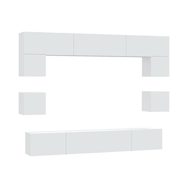 vidaXL Ensemble de Meubles TV 8 pcs Centres de Divertissement Armoires Multimédia Meubles de Salle de Séjour Intérieur Noir B