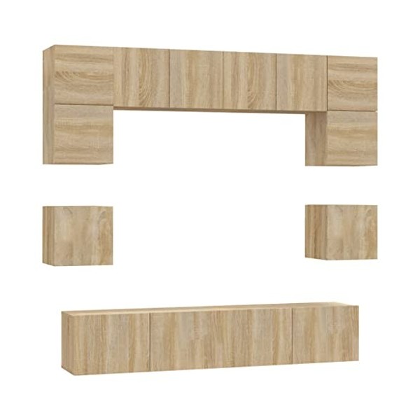 vidaXL Ensemble de Meubles TV 8 pcs Centres de Divertissement Armoires Multimédia Meubles de Salle de Séjour Intérieur Noir B