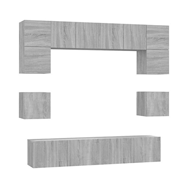 vidaXL Ensemble de Meubles TV 8 pcs Centres de Divertissement Armoires Multimédia Meubles de Salle de Séjour Intérieur Noir B