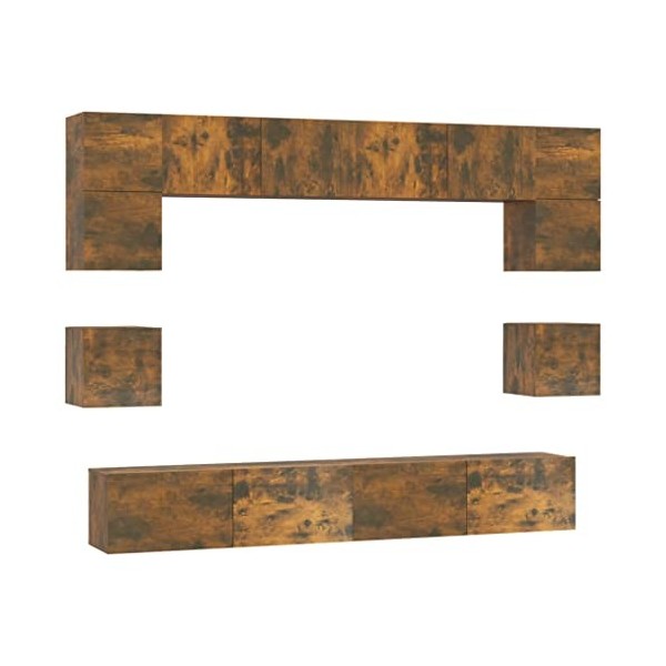 vidaXL Ensemble de Meubles TV 8 pcs Centres de Divertissement Armoires Multimédia Meubles de Salle de Séjour Intérieur Noir B