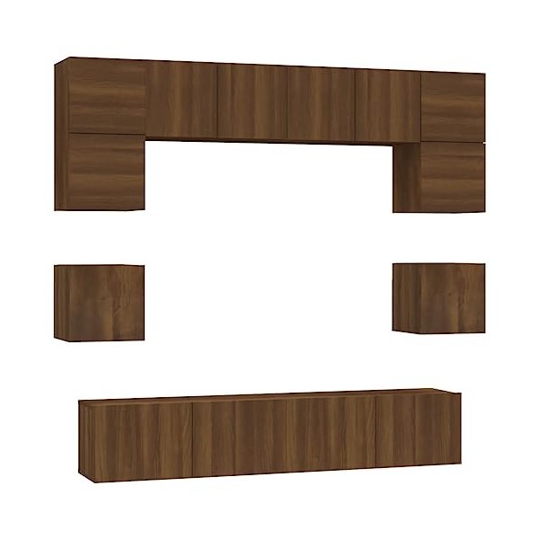 vidaXL Ensemble de Meubles TV 8 pcs Centres de Divertissement Armoires Multimédia Meubles de Salle de Séjour Intérieur Noir B