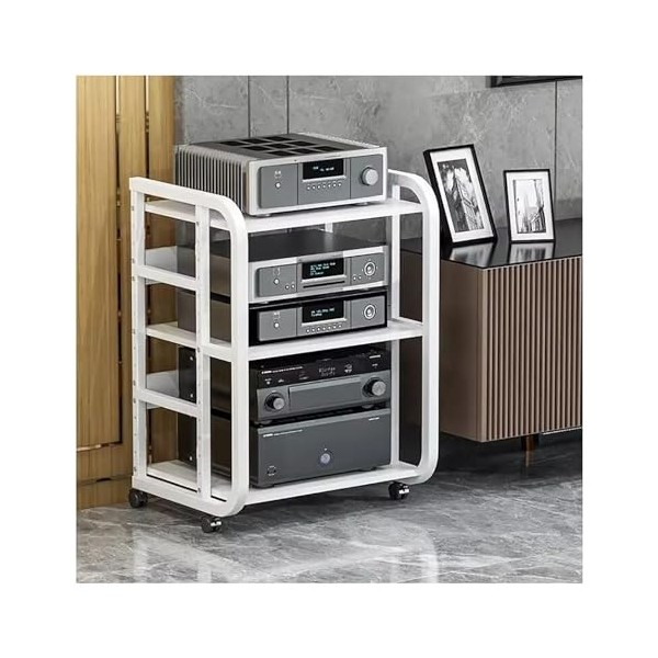 Étagère multimédia for CD, armoire de composants audio/vidéo avec étagères en bois réglables en hauteur, support de rangement