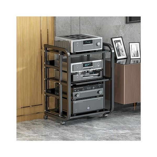 Étagère multimédia for CD, armoire de composants audio/vidéo avec étagères en bois réglables en hauteur, support de rangement