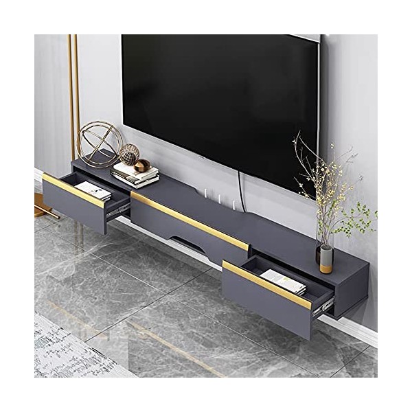 EsEntL Console multimédia Murale Flottante, Meuble TV en Bois avec 2 tiroirs, Centre de Divertissement pour Meuble TV de 47,2