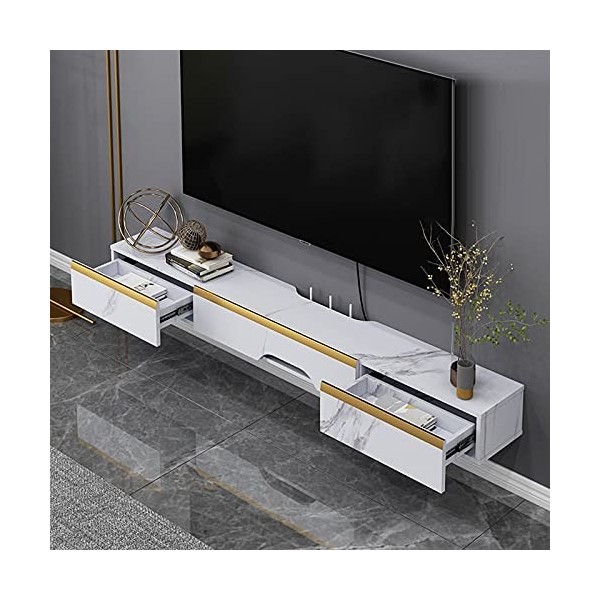 EsEntL Console multimédia Murale Flottante, Meuble TV en Bois avec 2 tiroirs, Centre de Divertissement pour Meuble TV de 47,2