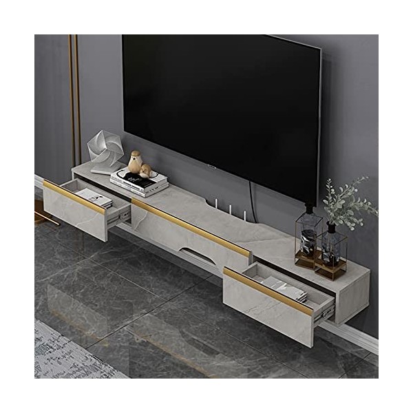 EsEntL Console multimédia Murale Flottante, Meuble TV en Bois avec 2 tiroirs, Centre de Divertissement pour Meuble TV de 47,2