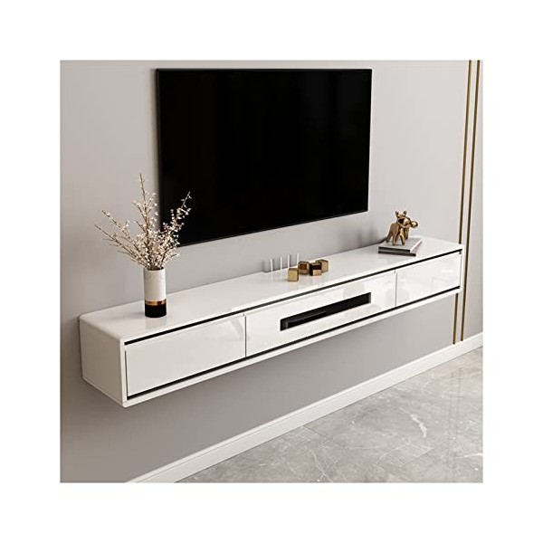 Meuble TV Flottant, Console Multimédia Murale, Grand Meuble de Rangement pour Salon, Meuble TV, avec Porte 2 Tiroirs Couleur