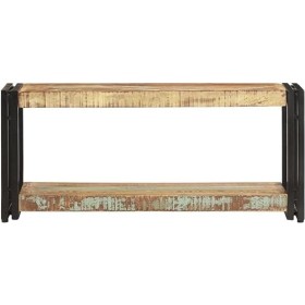 Suuim Meuble TV en Bois avec étagère de Rangement et Cadre en métal, Centre de Divertissement en Bois Massif de récupération,