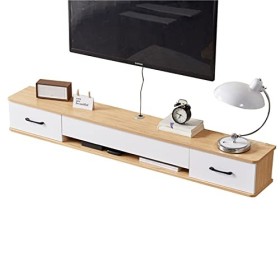 Table TV Meuble TV Mural Meuble TV Flottant avec Trou pour câble, Centre de Divertissement Mural 39,3/47,2/55,1 Pouces avec R