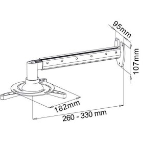 MyWall H16-5L Support mural pour TV projecteur Distance 260-335 mm Pivotant 360° Inclinaison 20° Argent