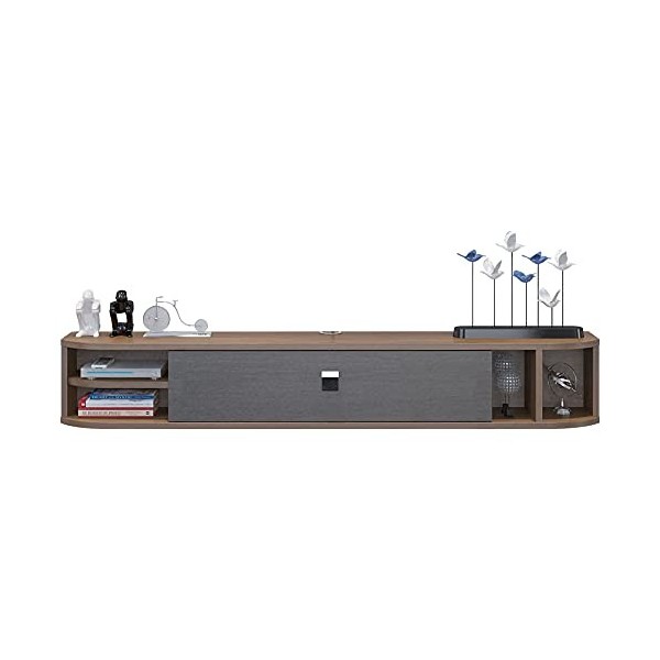 EsEntL Meuble TV Mural, Console TV Suspendue en Bois Massif, Meuble TV Flottant pour Ranger décodeur, routeur WiFi, Composant