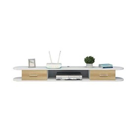 EsEntL Meuble TV, Meuble TV, étagères flottantes, Meuble TV Mural Flottant 120/140/160 cm Couleur Bois , Console de Rangemen