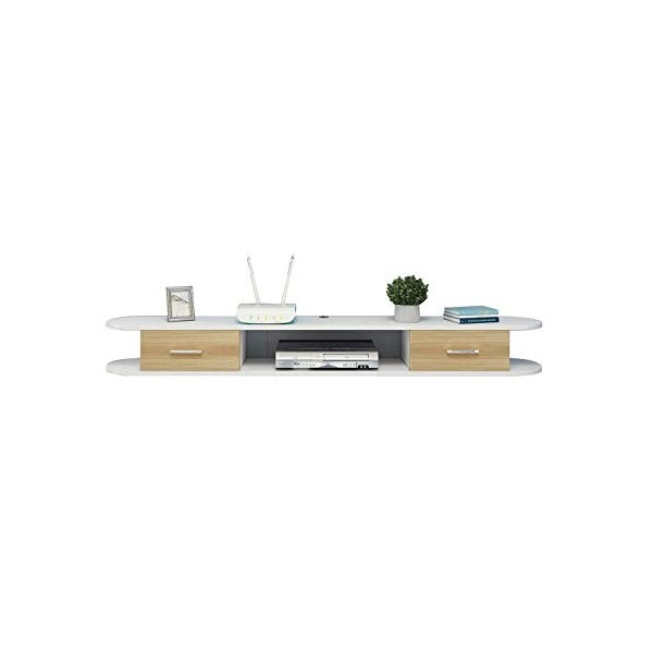 EsEntL Meuble TV, Meuble TV, étagères flottantes, Meuble TV Mural Flottant 120/140/160 cm Couleur Bois , Console de Rangemen