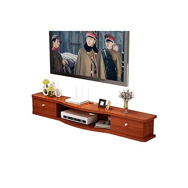 EsEntL Meuble TV, Meuble Bas TV, étagères flottantes, Console multimédia TV Murale, étagère multimédia en Bois améliorée, pou