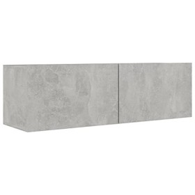 Meuble TV avec 2 Portes | Style Scandinave | Rangement matériel télé Audio Video Gaming | 100x30x30cm Gris béton