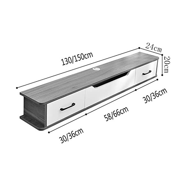 Meuble TV Meuble TV Flottant, Meubles TV muraux en Bois avec Trou de Fil avec tiroirs, Support de décodeur de routeur de Salo