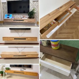 Support TV Flottant, Console Multimédia Murale pour Centre De Divertissement, Meuble TV Support Mural Flottant, Support DVD p