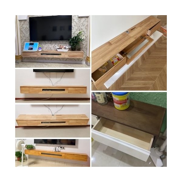 Support TV Flottant, Console Multimédia Murale pour Centre De Divertissement, Meuble TV Support Mural Flottant, Support DVD p