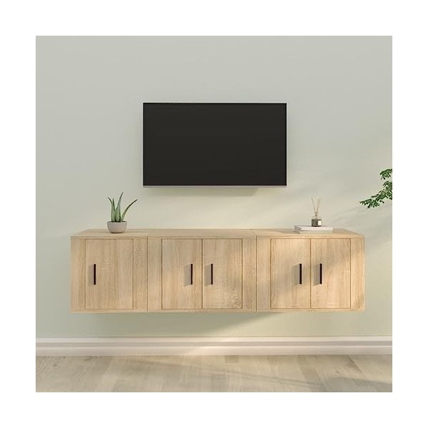 TEKEET Home Hardware Businese Meuble TV 3 pièces en chêne Sonoma