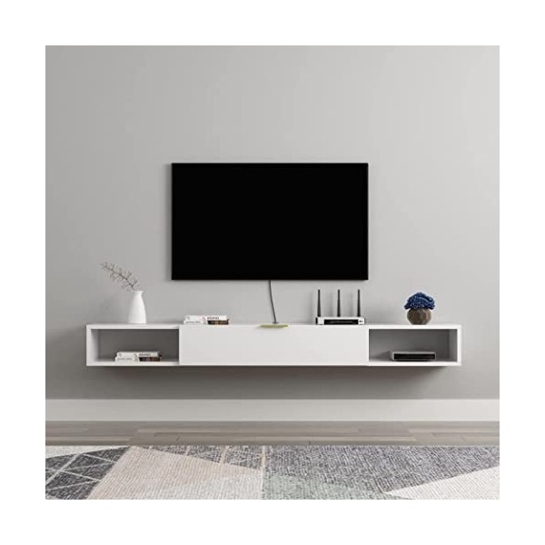 CENAP Meuble TV Flottant en Bois étagère TV Murale Centre de Divertissement Console multimédia Meuble de Rangement Suspendu M