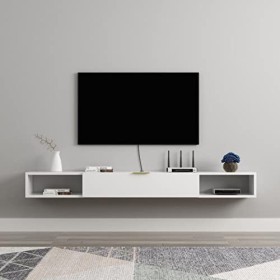 CENAP Meuble TV Flottant en Bois étagère TV Murale Centre de Divertissement Console multimédia Meuble de Rangement Suspendu M