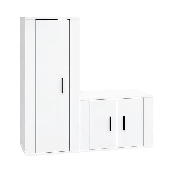 TALCUS Centres de divertissement et meubles TV, 2 pièces Meuble TV en bois blanc brillant