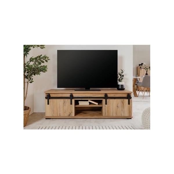 CaliCosy Meuble TV 2 Portes coulissantes L160 cm - Manzano Brown