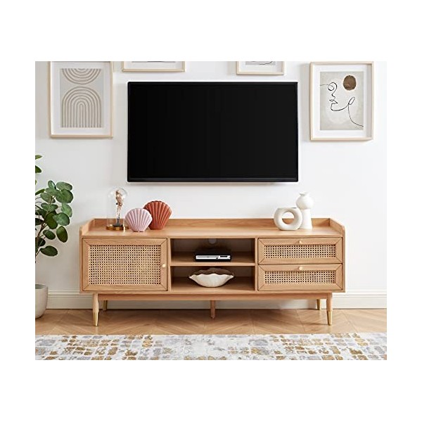 BAÏTA Meuble TV Léon, Bois, Chêne, L160cm LEON07