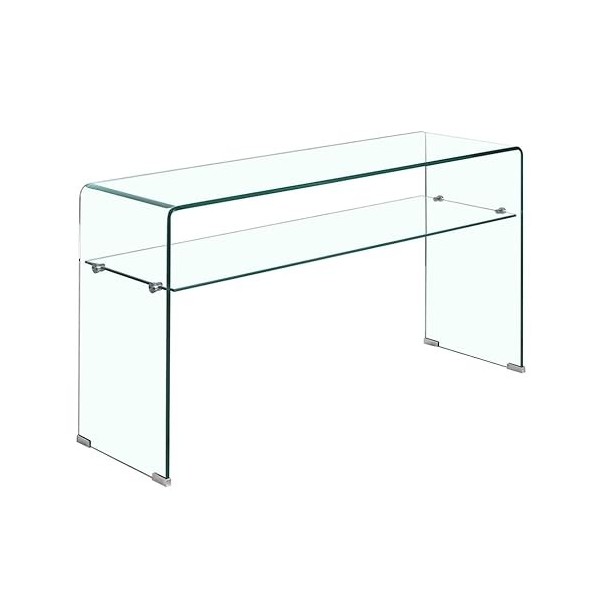 Meubletmoi Console en Verre trempé - étagère Transparente - Table dentrée Design épurée - Ice