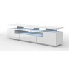 BIM Furniture Meuble TV Eva avec 2 Portes + 1 Niches + 1 Tiroir en Bois avec LED - Blanc Brillant - L 180 X P 42 X H 51 Cm