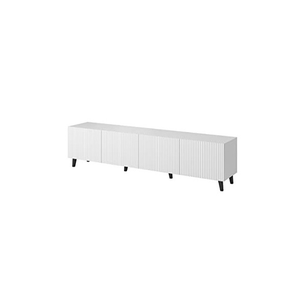 BIM Furniture Buffet TV PAFOS 200 cm avec façade fraisée en panneau MDF de haute qualité Meuble TV Commode Hi-Fi Table TV Pie