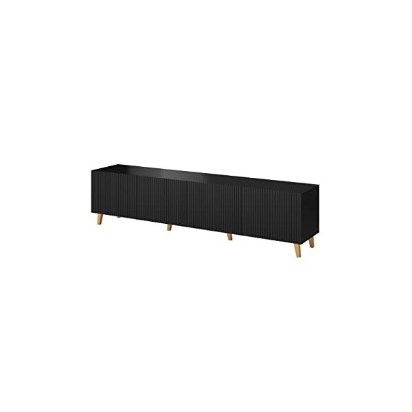 BIM Furniture Buffet TV PAFOS 200 cm avec façade fraisée en panneau MDF de haute qualité Meuble TV Commode Hi-Fi Table TV Pie