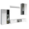 MB Muebles Bonitos | Ensemble de Meubles TV | Mur de Rangement | Meuble Salon | 235cm | Blanc Mat et Verre Noir | Modèle Atil