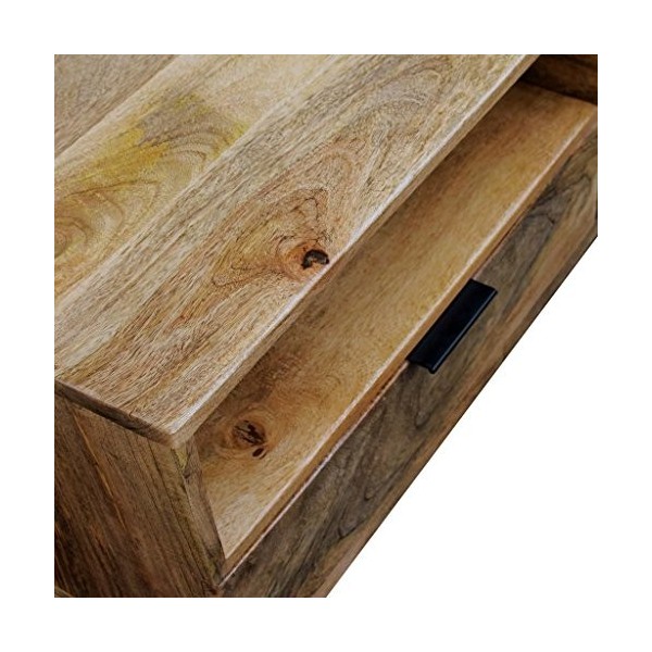 Festnight Meuble TV Bois de manguier avec 2 tiroirs et 2 Compartiments