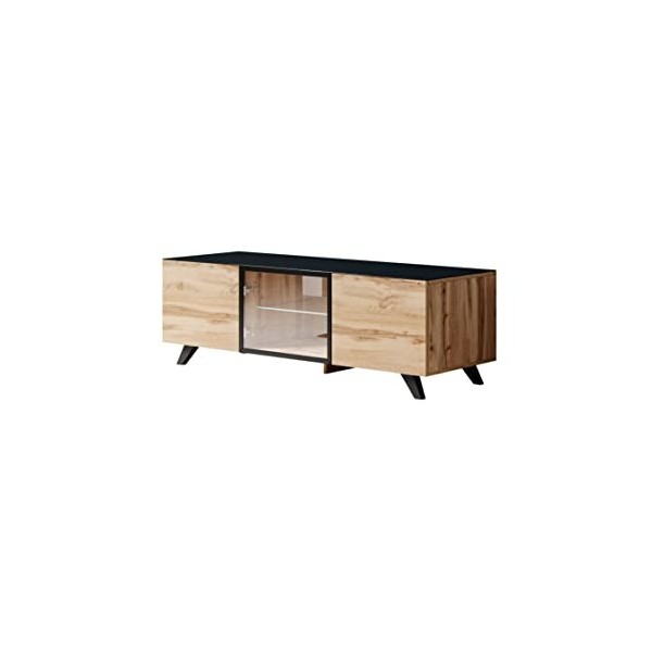 MB Muebles Bonitos | Meuble TV Vienna | Largeur 150cm x Hauteur 47cm x Profondeur 45cm | Meuble en MDF Mate LED | Couleur Chê