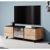 MB Muebles Bonitos | Meuble TV Vienna | Largeur 150cm x Hauteur 47cm x Profondeur 45cm | Meuble en MDF Mate LED | Couleur Chê