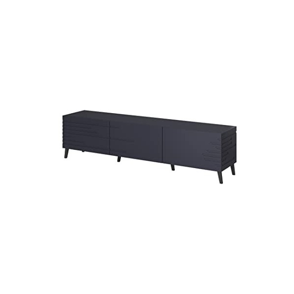 BIM Furniture LOWBOARD NOVA 186 cm Meuble TV en solo, meuble TV, tableau TV, buffet RTV, meuble TV, table hi-fi, blanc, noir,