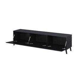 BIM Furniture LOWBOARD NOVA 186 cm Meuble TV en solo, meuble TV, tableau TV, buffet RTV, meuble TV, table hi-fi, blanc, noir,