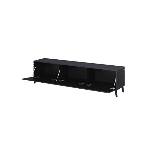 BIM Furniture LOWBOARD NOVA 186 cm Meuble TV en solo, meuble TV, tableau TV, buffet RTV, meuble TV, table hi-fi, blanc, noir,