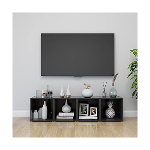 Meuble TV,Étagère TV Flottante, Support de Télévision Flottant Fixé au Mur Centre de Console Multimédia de Divertissement Gra