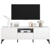 Meuble TV Lowboard Blanc 170 cm pour téléviseurs 70 Pouces, Meuble TV Bois avec 2 Portes et 2 tiroirs, Meuble TV pour Salon B