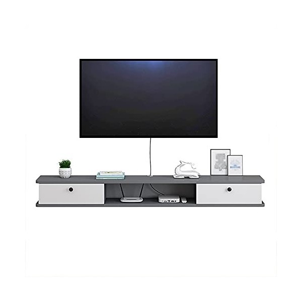 Générique Meuble TV Flottant, Unité de Divertissement Murale avec 2 Casiers Et Rangements Ouverts, Étagère de Rangement Multi