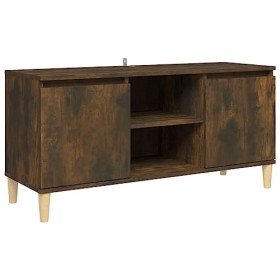 Meuble TV avec Pieds en Bois Solide Chêne fumé 103,5x35x50 cm - Meuble Chambre, Support Télé pour Salon Salle à Manger Chambr