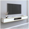 Meuble TV Flottant, Console multimédia pour Meuble TV Mural, étagères de Composants de Stockage, avec Trous de Câble, pour Sa