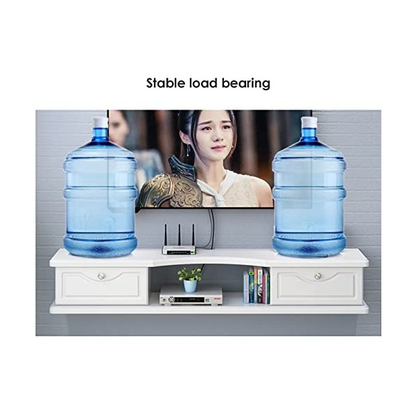 Meuble TV Mural Console multimédia Murale avec 2 Portes, 39.3/47.2/55.1In Blanc Meuble TV Mural, Composant de Meuble TV Flott